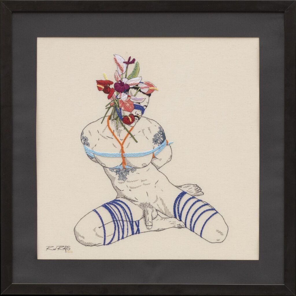 «Autorretrato Shibari #35» (2023), Rod RAS — obra em bordado