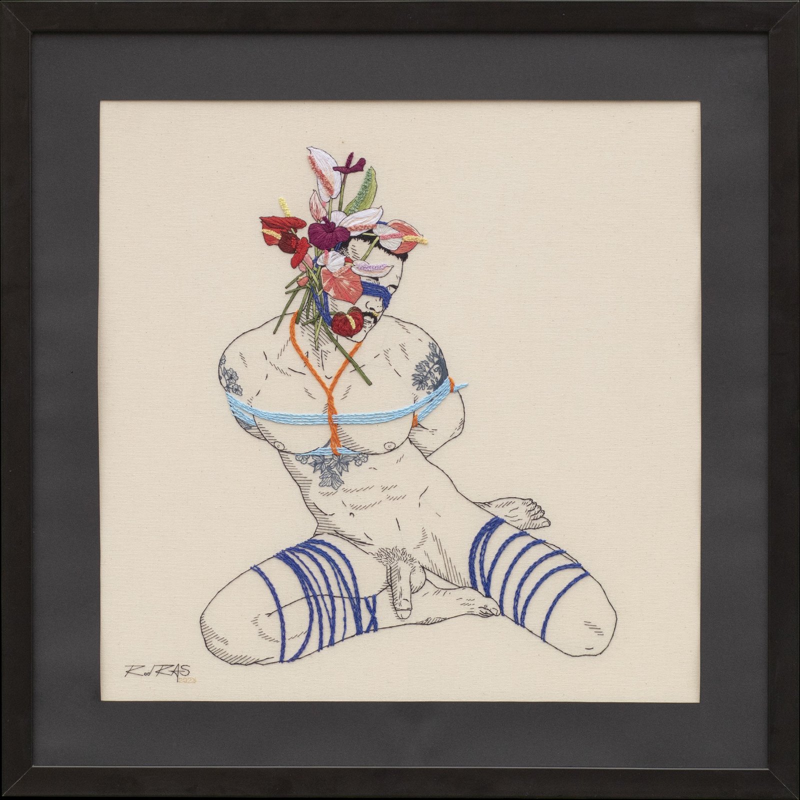 «Autorretrato Shibari #35» (2023), Rod RAS — obra em bordado
