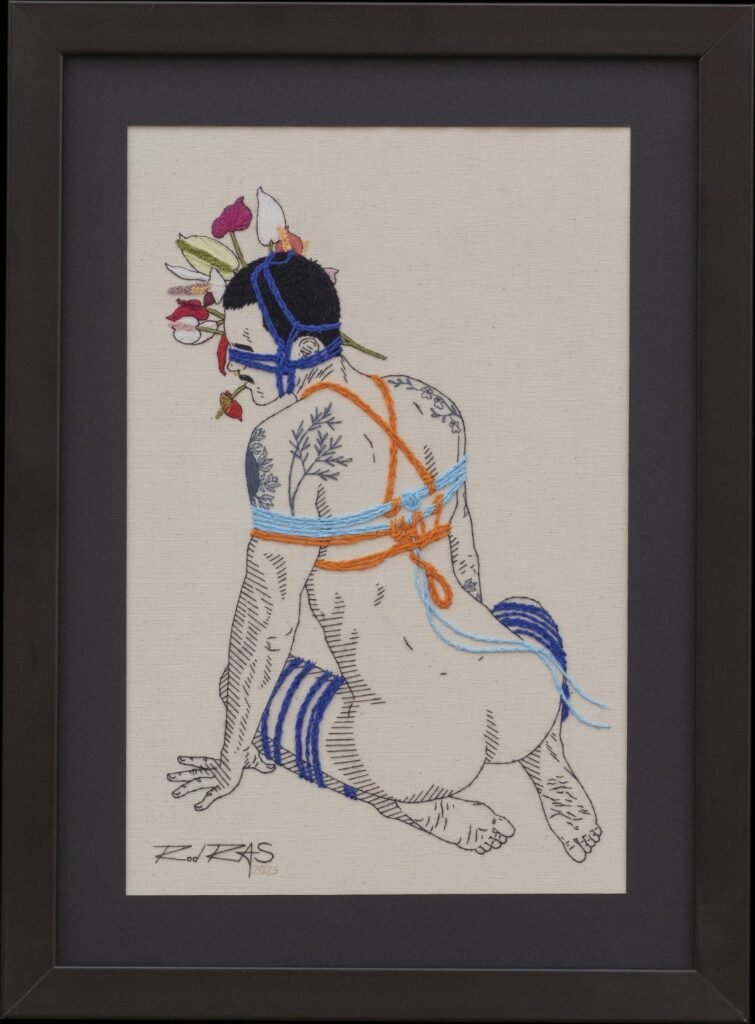 «Autorretrato Shibari #34» (2023), Rod RAS — obra em bordado