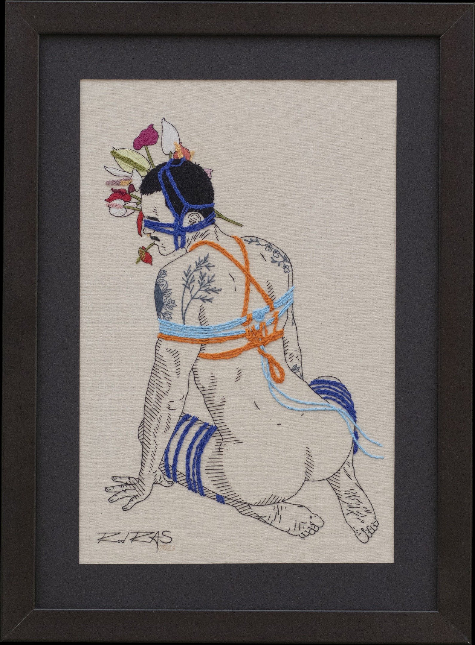 «Autorretrato Shibari #34» (2023), Rod RAS — obra em bordado
