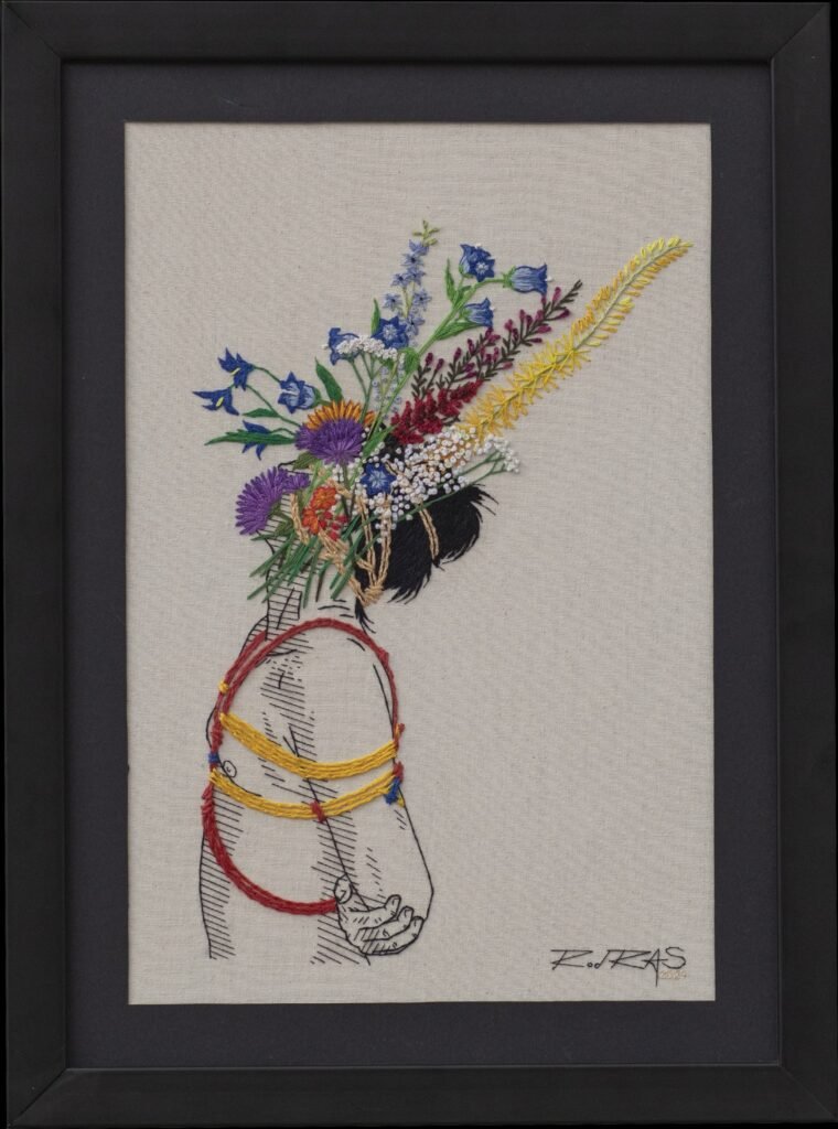 «Shibari & Flowers - 3» (2024), Rod RAS — obra em bordado