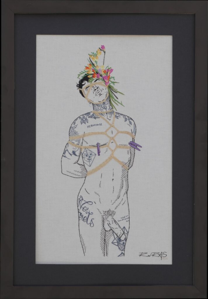 «Shibari & Flowers - 10» (2024), Rod RAS — obra em bordado