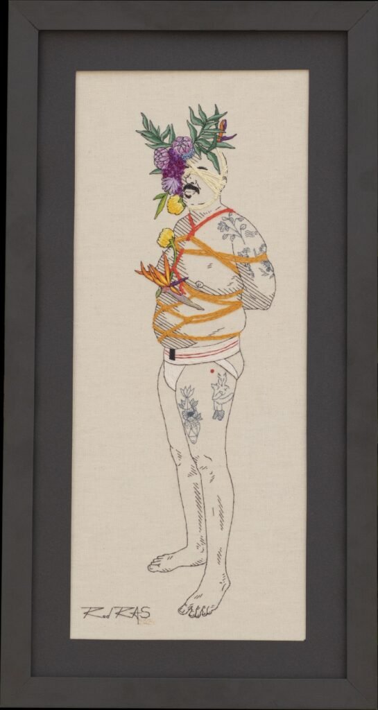 «Shibari & Flowers - 4» (2024), Rod RAS — obra em bordado