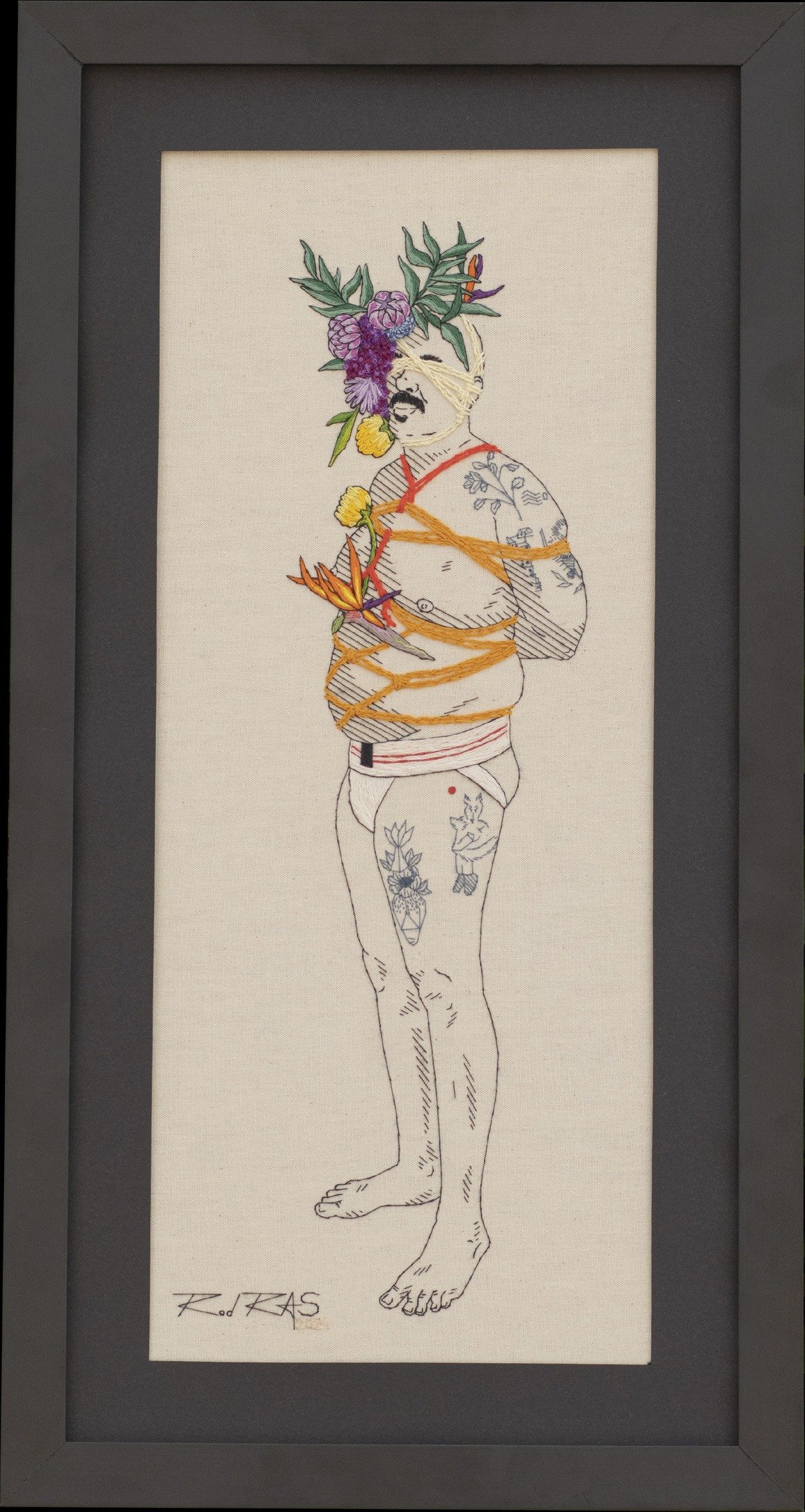 «Shibari & Flowers - 4» (2024), Rod RAS — obra em bordado