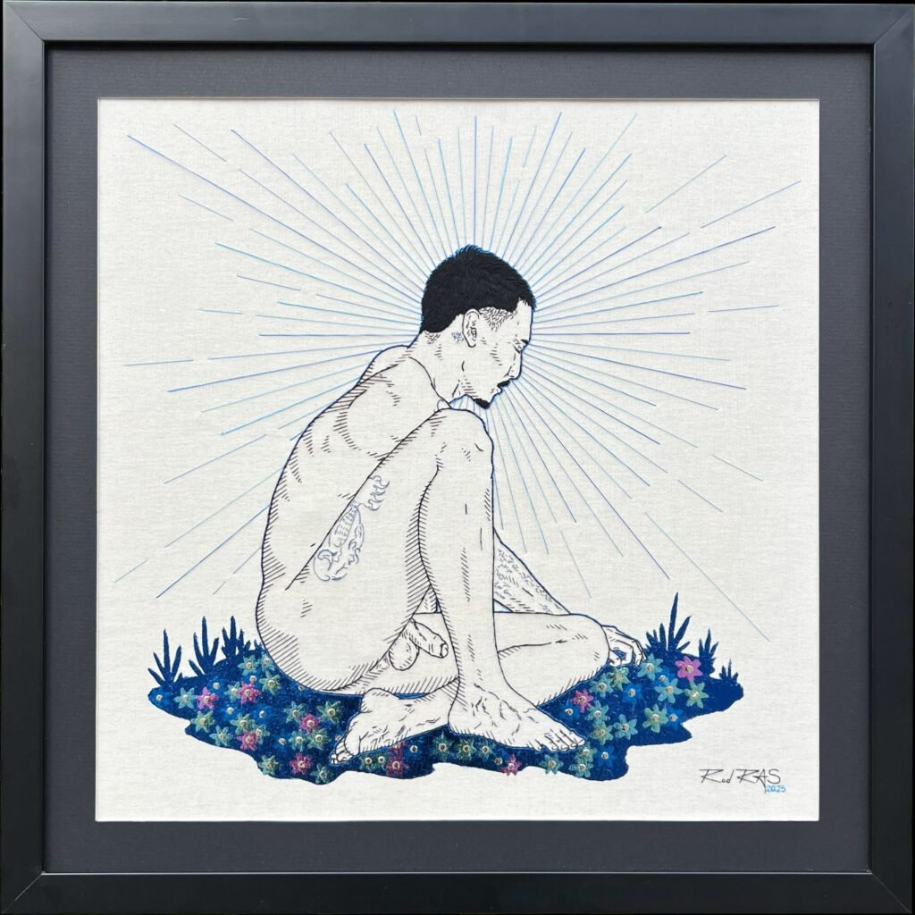 «Eletric Blue» (2025), Rod RAS — obra em bordado